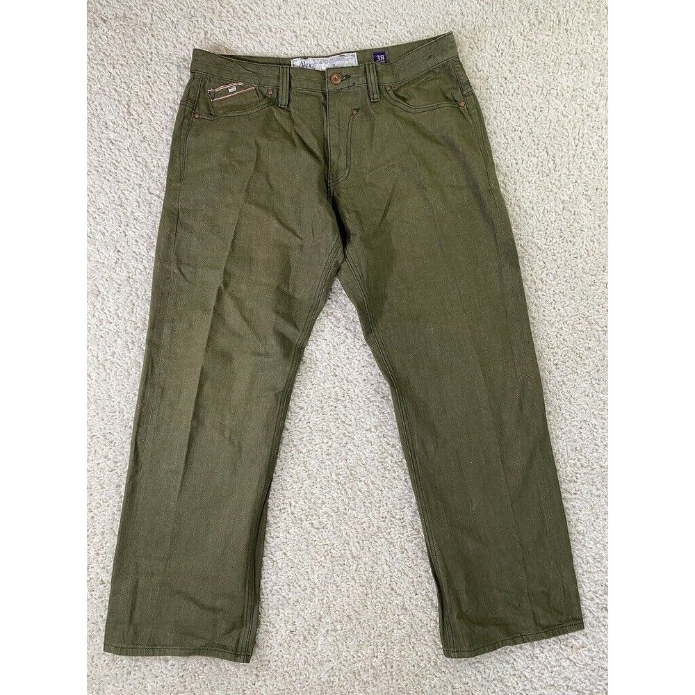 AKOO Empire Selvedge Jeans Mens Size 38x30 Olive Green